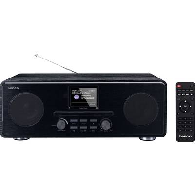 Een zwarte digitale radio met twee luidsprekers en een display toont 'BBC Radio 6 Music'. Ernaast ligt een afstandsbediening.