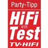 'Feest-Tip' van 'HiFi Test TV•HIFI', uitgave 4/25, op rode achtergrond.