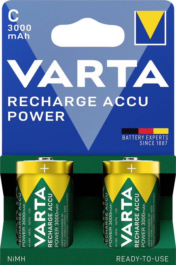 Varta VARTA Recharge Accu Power C 3000 mAh Blister 2 Oplaadbare C batterij (baby) Alkaline 1.5 V 2 stuk(s)