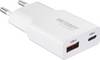 VOLTCRAFT UC-1C1A20W01 USB-oplader 20 W 1x USB-A, 1x USB-C Fast Charge, USB PD 3.0 Wit GaN