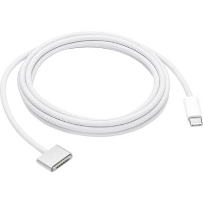 Een wit gevlochten USB-C-oplaadkabel met een afneembare magnetische stekker, geschikt voor elektronische apparaten.