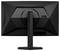 Achteraanzicht van een zwarte gaming-monitor met geometrisch design en standaard, met zichtbaar merklogo.