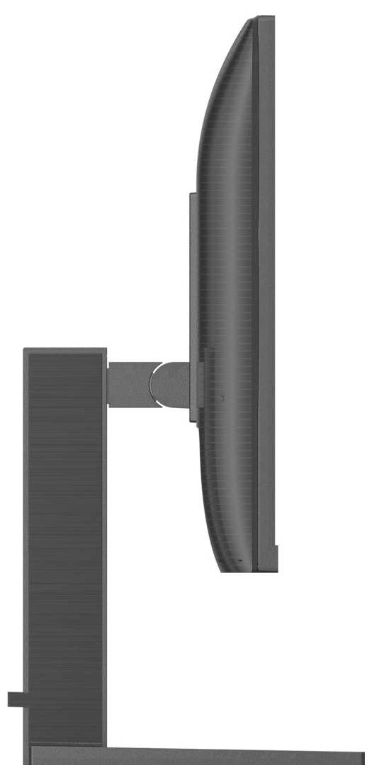 Zijaanzicht van een moderne computermonitor met een slanke rand, rechtop gemonteerd op een stevige standaard.