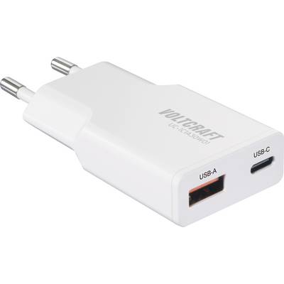 VOLTCRAFT UC-1C1A30W01 USB-oplader 30 W 1x USB-A, 1x USB-C Fast Charge, USB PD 3.0 Wit GaN-0