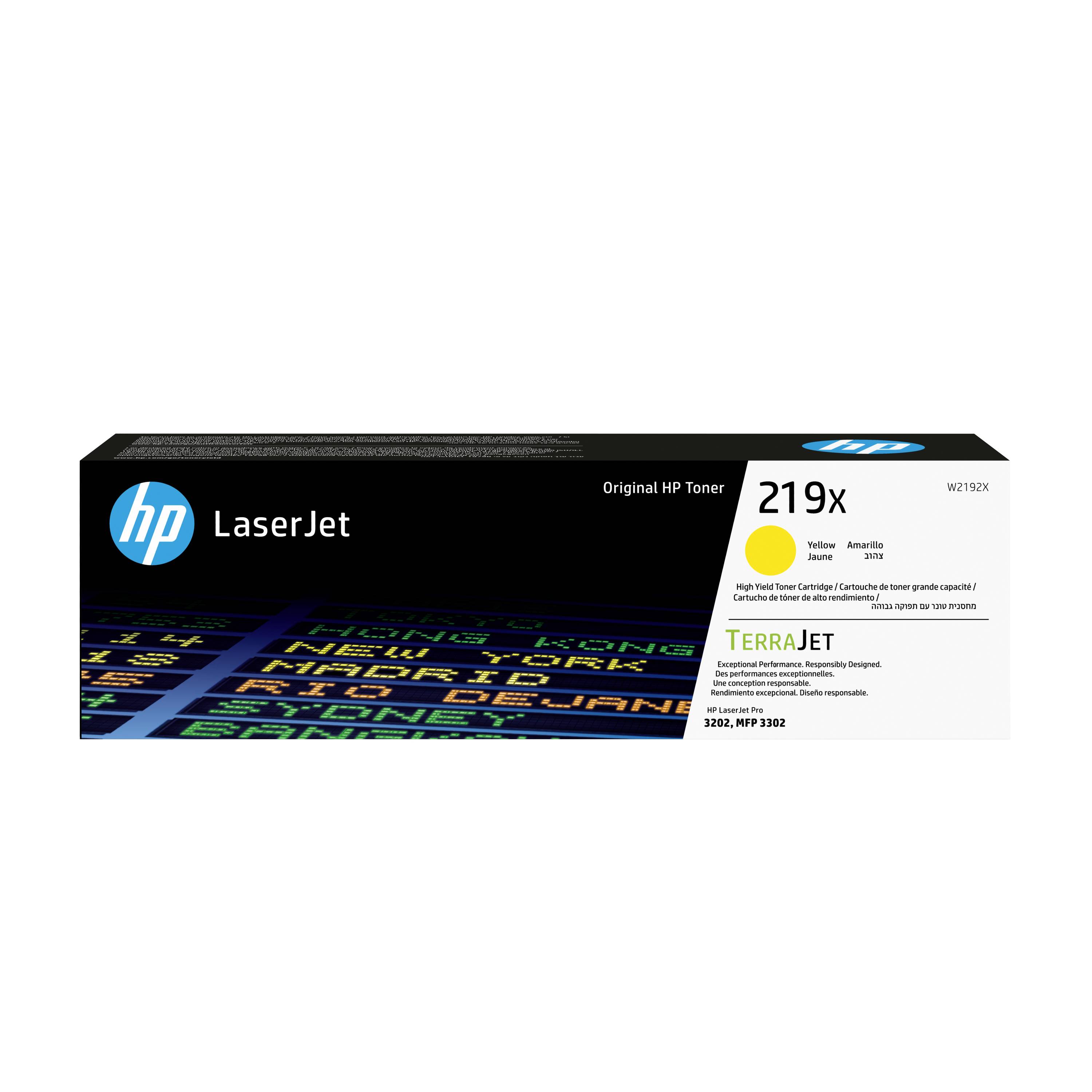HP LaserJet 219X originele HP tonercartridgedoos, zwart met blauwe branding en TerraJet-etiket.