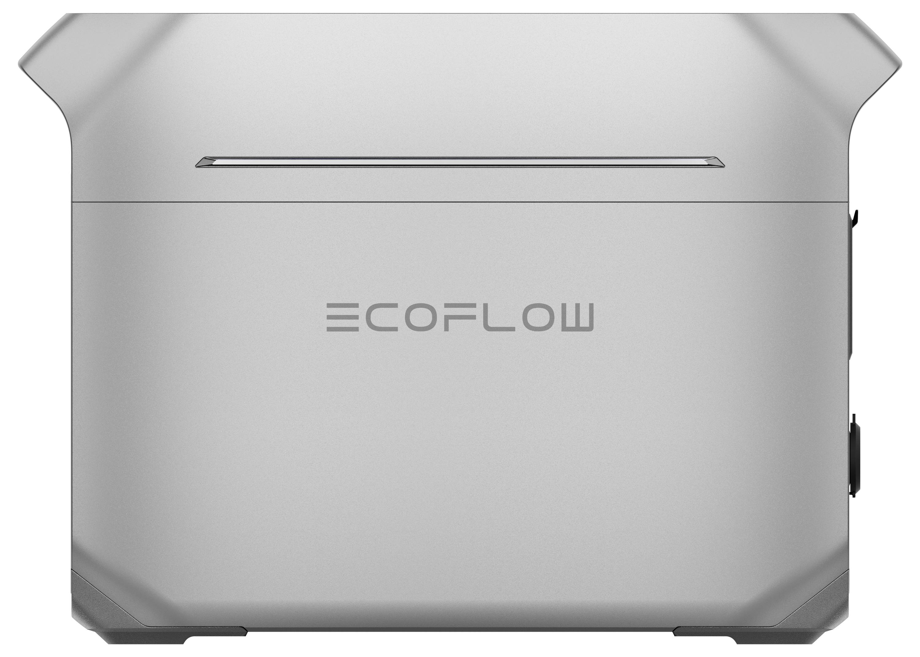 Grijze draagbare powerbank met het opschrift 'EcoFlow' op de voorkant.