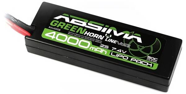 Absima LiPo accupack 7.4 V 4000 mAh   Softcase T-stekkers