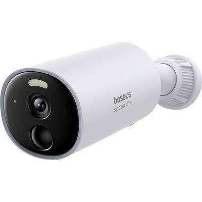 Bewakingscamera van Baseus met afgeronde hoeken, in een wit behuizing, met de tekst 'Baseus Security' aan de zijkant.