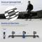 De afbeelding toont een man op het strand met een cameratas. Onderaan zijn twee gemotoriseerde camerarails met camera's en uitleg over stille bediening.