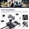 Beschrijving van de afbeelding voor camera slider-accessoires. Toont toepassingen in straat-, trouw-, film- en foodfotografie. Details over compatibiliteit en toebehoren.