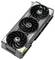 Een zwarte videokaart met drie ventilatoren en het logo van een computerhardwaremerk, geschikt voor krachtige gaming-toepassingen.