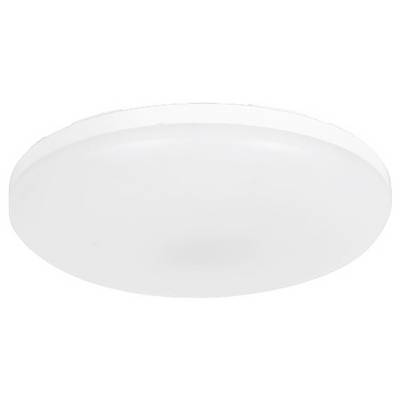 Ronde, witte plafondlamp met minimalistisch design, geschikt voor moderne interieurs.