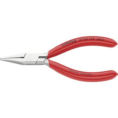 Rode puntbektang met geïsoleerde handgrepen, geschikt voor fijn werk in de elektronica. Opschrift: 'Knipex' en 'Chroom-Vanadium'.