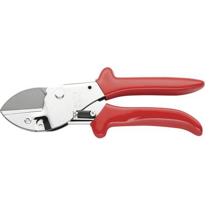 Rode tuinschaar met zilveren blad voor het knippen van planten.