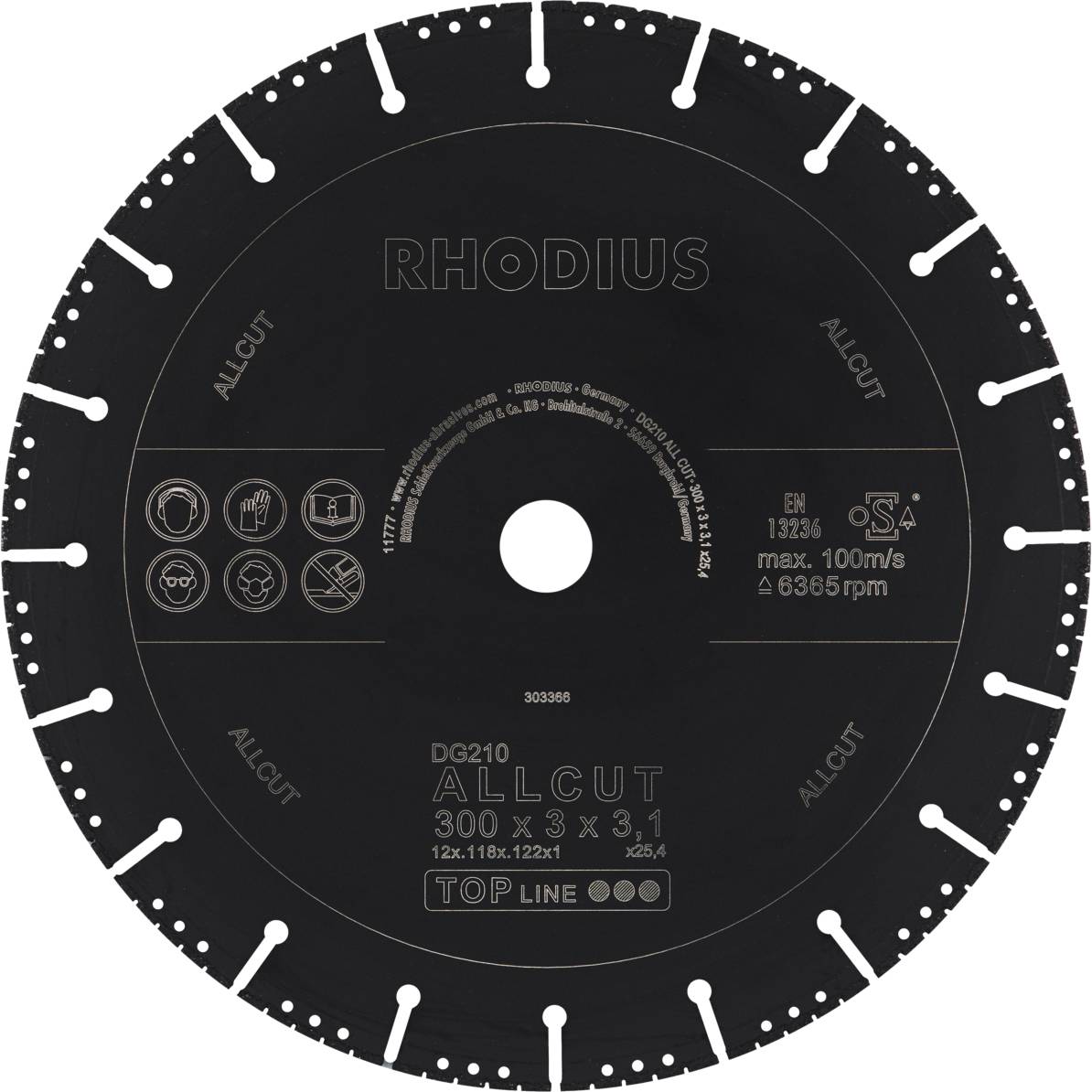 Rhodius DG210 ALLCUT 303366 Diamanten doorslijpschijf 1 stuk(s) Constructiestaal