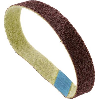 Een bruin schuurband met een beige achterkant, voor materiaalbewerking.