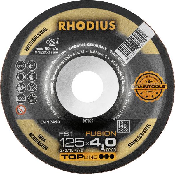 Rhodius 209094 FS1 FUSION Afbraamschijf Diameter 115 mm  RVS, Staal 10 stuk(s)