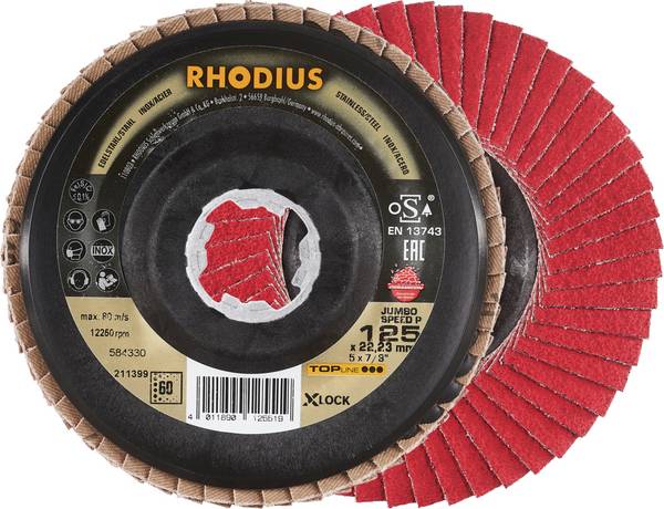 Rhodius 211399 JUMBO SPEED P X-LOCK Lamellenschijf Korrelgrootte (num) 60 RVS, Staal 10 stuk(s)