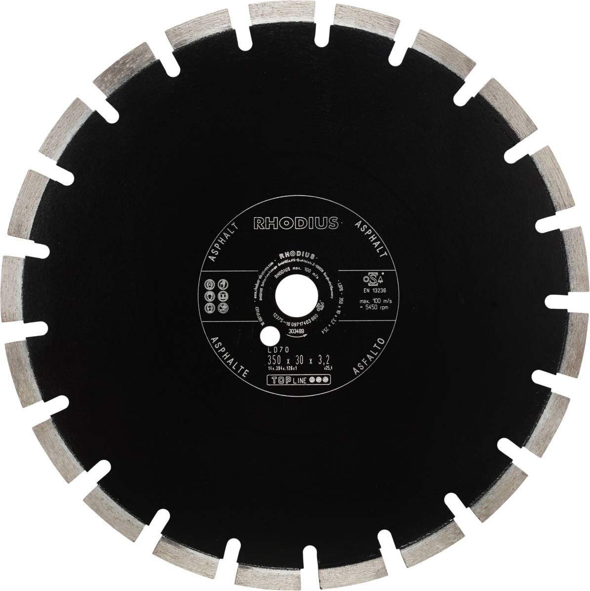 Rhodius LD70 303489 Diamanten doorslijpschijf 1 stuk(s) Asfalt