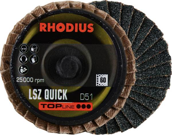 Rhodius 303931 LSZ QUICK Lamellenschijf Korrelgrootte (num) 60 RVS, Staal, Non-ferrometaal 10 stuk(s)