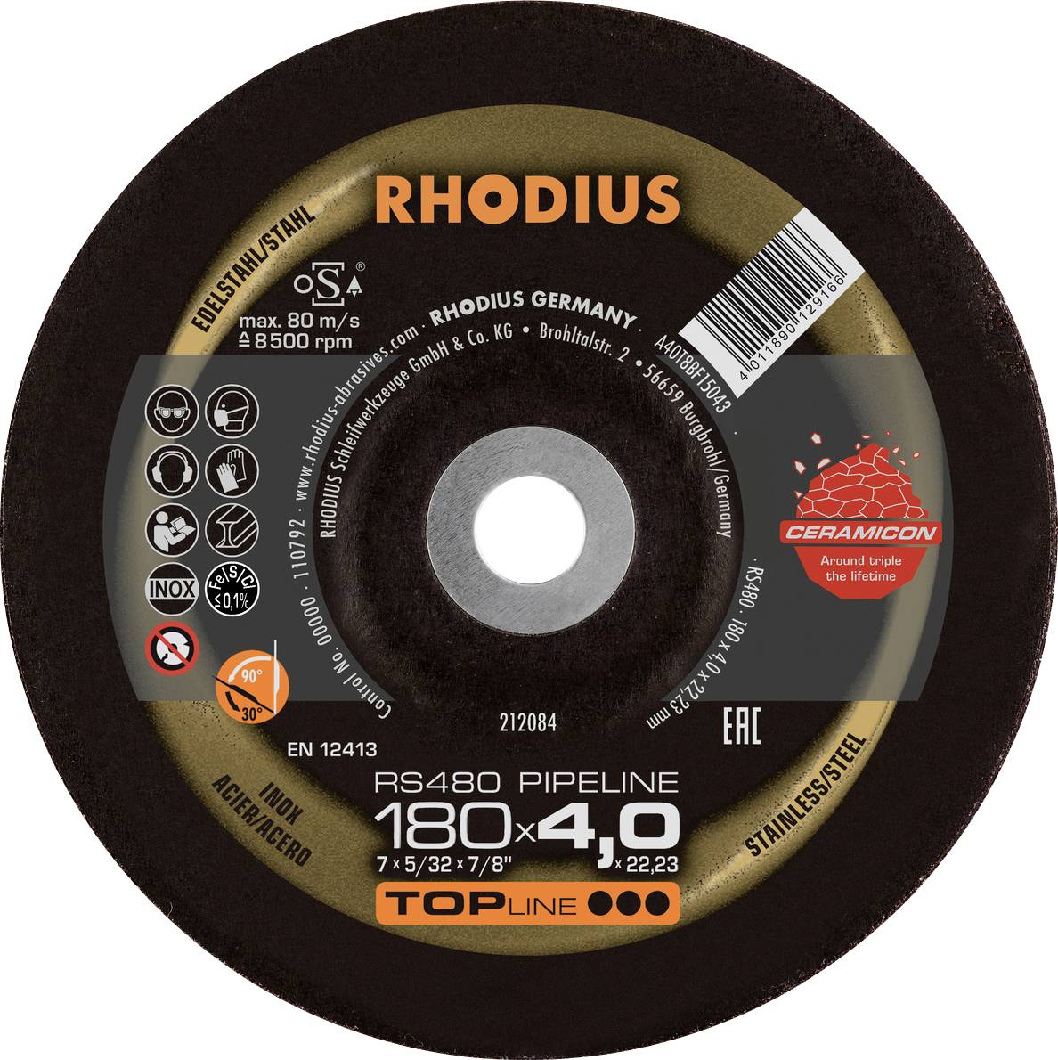 Rhodius 212084 RS480 PIPELINE Afbraamschijf RVS, Staal 10 stuk(s)-0
