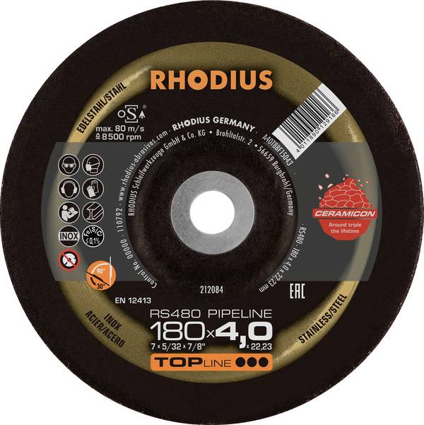 Rhodius 212084 RS480 PIPELINE Afbraamschijf   RVS, Staal 10 stuk(s)