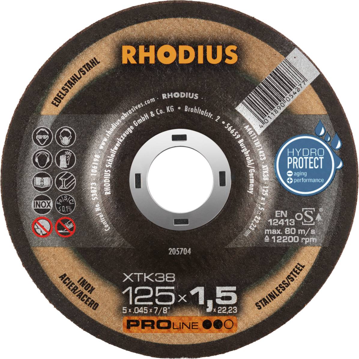 Rhodius XTK38 205704 Doorslijpschijf 50 stuk(s) RVS, Staal