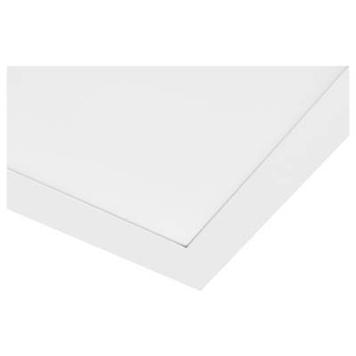 Witte, rechthoekige canvas met een licht gestructureerd oppervlak, getoond vanuit een hoekperspectief. Geschikt voor schilderij of druk.