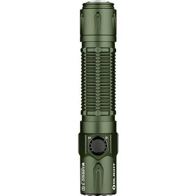 Groene zaklamp met een geribbelde handgreep voor betere grip, voorzien van een grote, ronde aan-/uitschakelaar aan de zijkant.