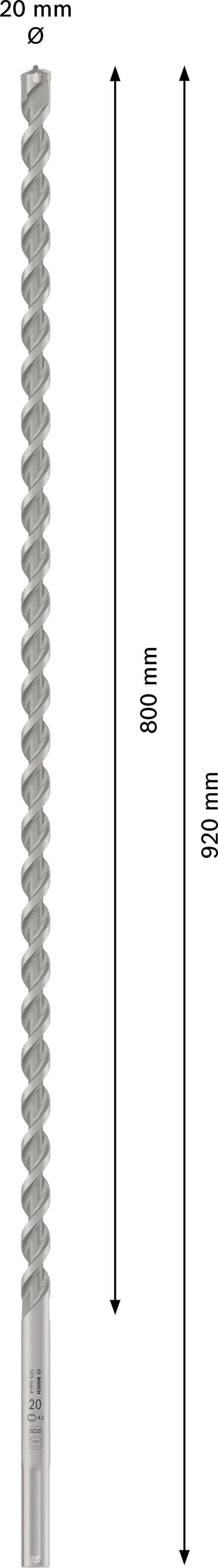 Lange boor met afmetingen: lengte 960 mm en 604 mm, diameter 20 mm. Geschikt voor precisie boorwerkzaamheden in dieper materiaal.
