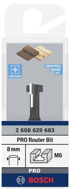 'Bosch PRO freesmachine, 8 mm diameter, geschikt voor houtbewerking en universeel toepasbaar, met hoge precisie.'