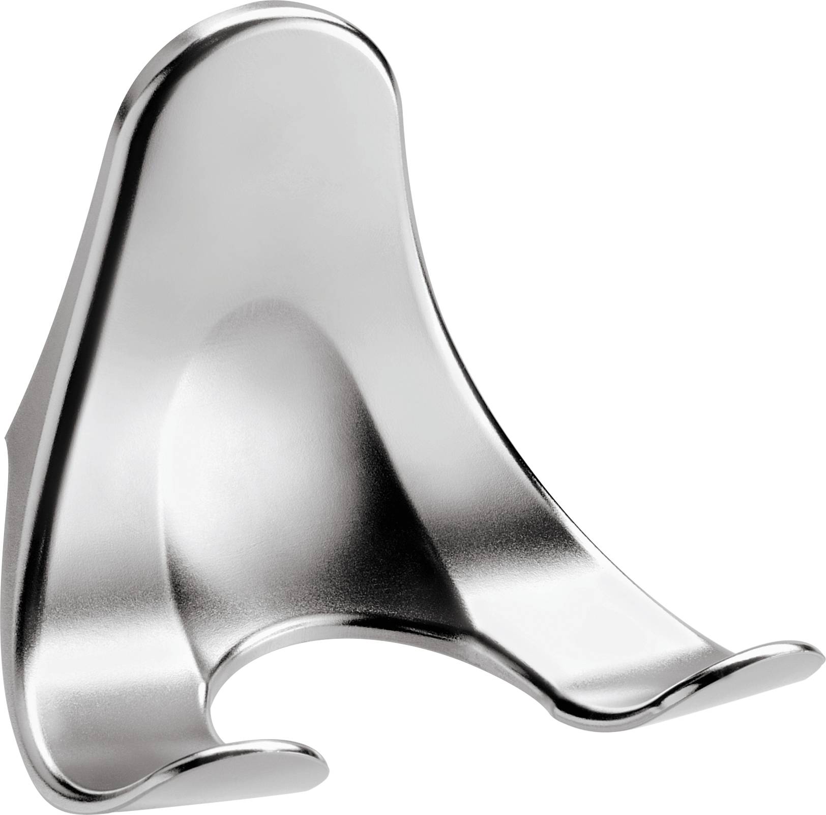 Metalen handdoekhouder in gebogen ontwerp, zilverkleurig, vrijstaand. Ideaal voor badkamerdecoratie.