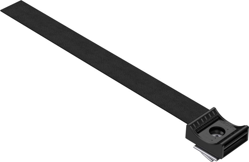 Een zwarte rolmaat met een rechthoekige, ergonomische behuizing, toont een lengtemeetschaal.