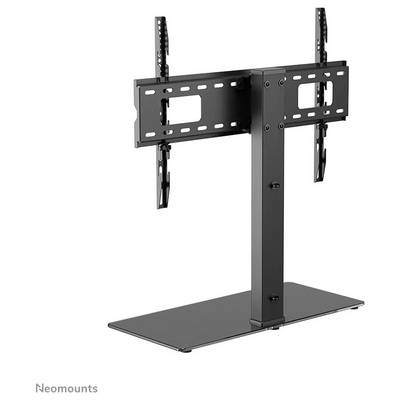 Zwarte tv-standaard van Neomounts, vrijstaand, met hoogteverstelbare beugel, geschikt voor flatscreens, zonder tv-toestel.