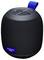 Draagbare Bluetooth-speaker in cilindrische vorm met grote volumeknoppen en blauwe draaglus. Merk 'Ultimate Ears'.