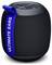 Draagbare Bluetooth-speaker in zwart met blauwe draaglus, voorzien van het opschrift 'Ultimate Ears'.