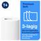 Een rol drielaags toiletpapier, blauw etiket met 'Premium Soft', '3-laags' en 'Uitstekende uitstraling'.