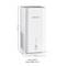 Een witte devolo WiFi 6 router met LTE-functie, 22,3 cm hoog, 11,3 cm breed. Op de voorkant bevinden zich controlelampjes.