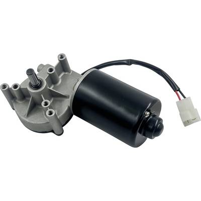 Elektromotor met tandwielkast en bedrading, waarschijnlijk een ruitenwisser of soortgelijk automotive actuatorcomponent op een witte achtergrond