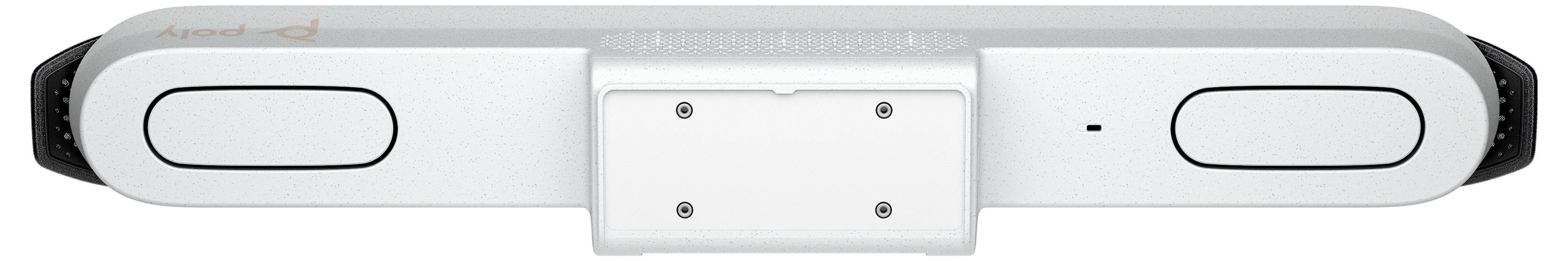 Zilverkleurig elektronisch apparaat met twee zijtoetsen, een centraal bevestigingsgebied en een kleine lichtsensor rechts.