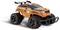 Een oranje-zwarte modelauto in monstertruck-stijl met grote banden en de tekst 'Gear Monster' aan de zijkant.