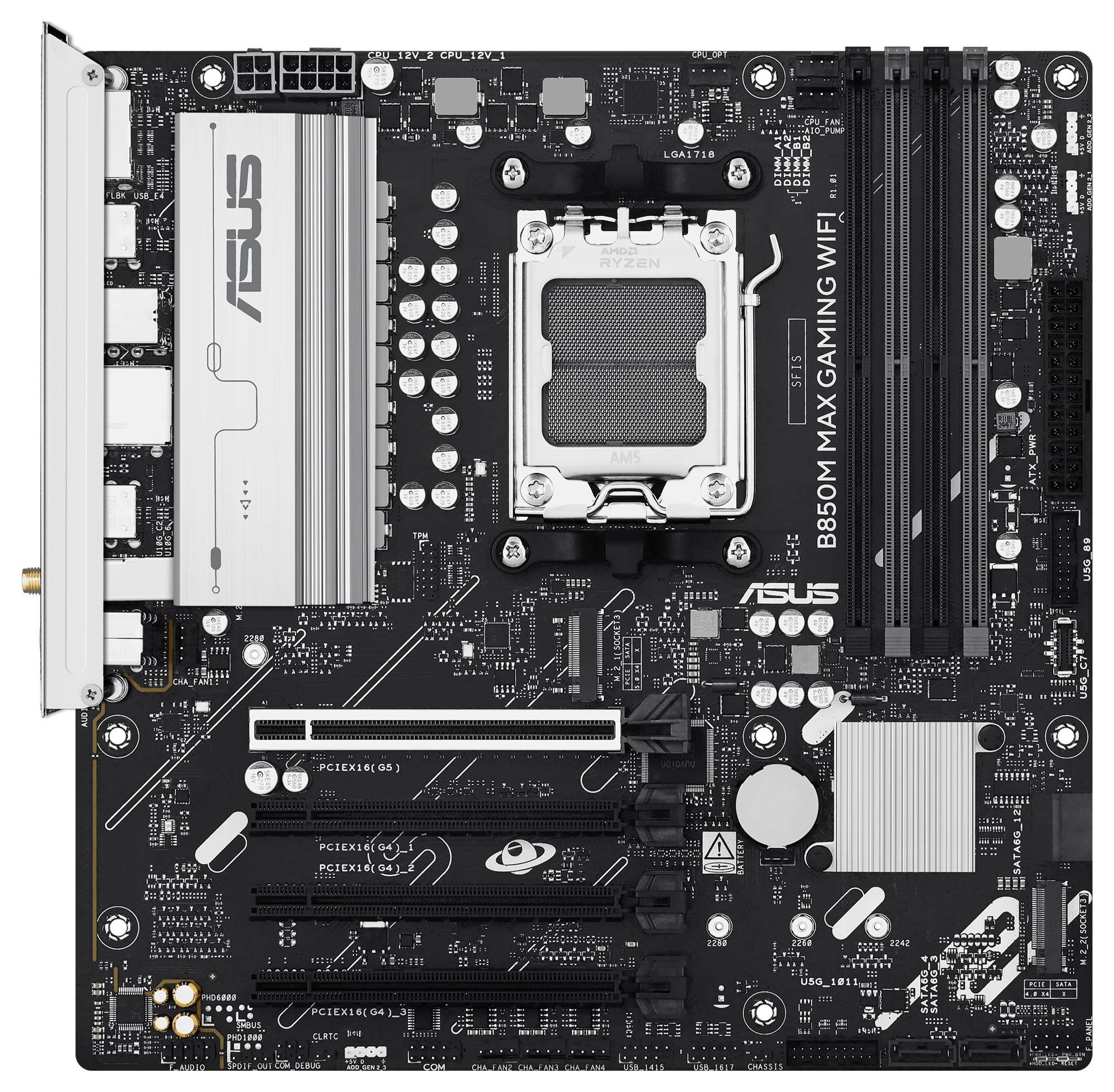 Asus B850M MAX Moederbord Socket AMD AM5 Vormfactor Micro-ATX Moederbord chipset AMD® B850-1