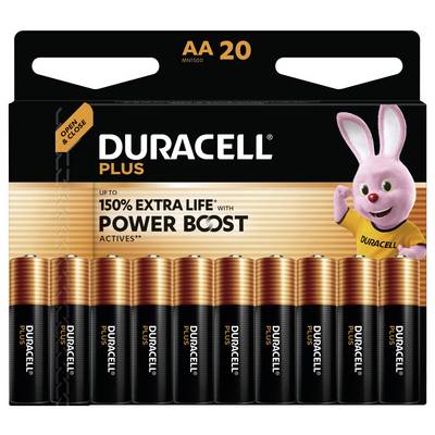 'Duracell Optimum AAA batterijenpakket, bevat 10 alkalinebatterijen. Met een roze konijnmascoppe en tekst: Ervaar onze volgende generatie van kracht.'