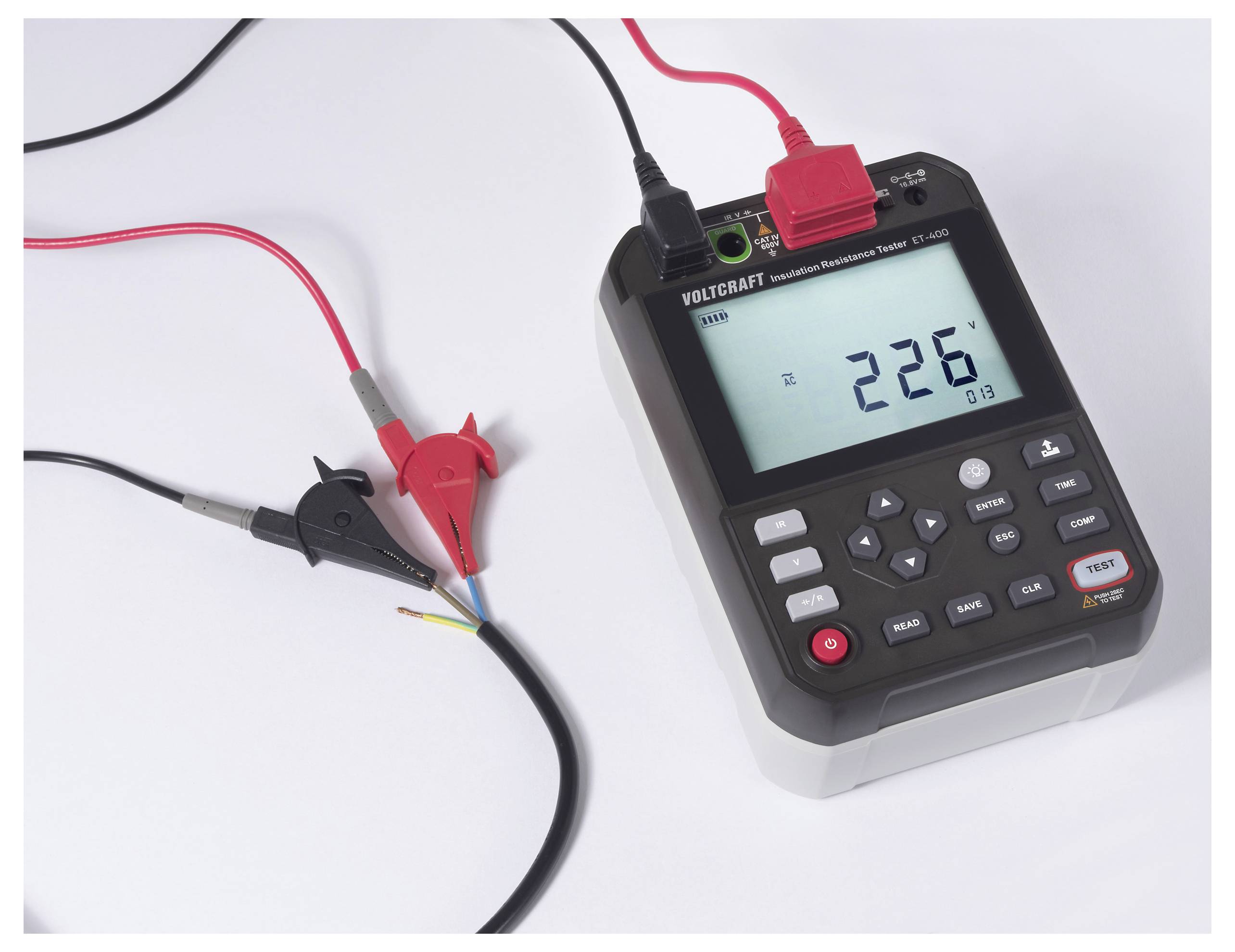 VOLTCRAFT ET-400 Isolatiemeter 250 V, 500 V, 1000 V, 2500 V 2.5 TΩ-8