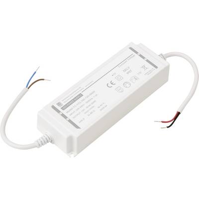 Rechthoekige LED-driver met witte behuizing, model 'LC 15/350' van TRIDONIC. Voorzien van input/output gegevens, veiligheidscertificeringen en bedradingsdetails.