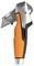 Een zilver en oranje Fiskars universeel mes met uitschuifbaar lemmet en ergonomische handgreep voor een veilige grip.
