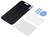 Screenprotector-set inclusief een zwart privacyfilter, twee blauwe 'geleiding stickers', een witte applicatorkaart en een reinigingsdoek.