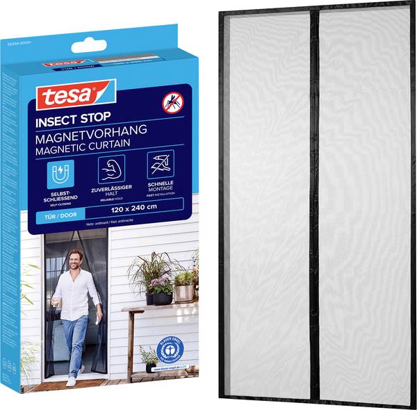tesa Insect Stop 55394-00001-00 Magneetgordijn   (b x h) 1.2 m x 2.4 m Antraciet 1 stuk(s)