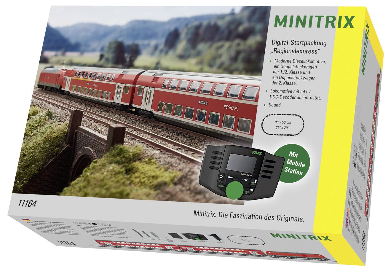 Digitale startset Regionaal Express van Minitrix: Modeltrein met dubbeldekstreinen, bevat moderne decoder, besturing inbegrepen.