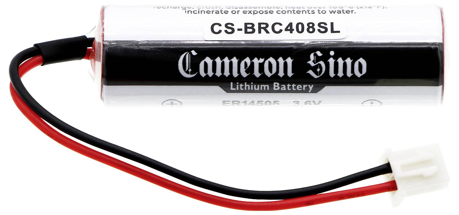 'Lithium-batterij met kabels en stekker, merk Cameron Sino, model CS-BRC408SL.'